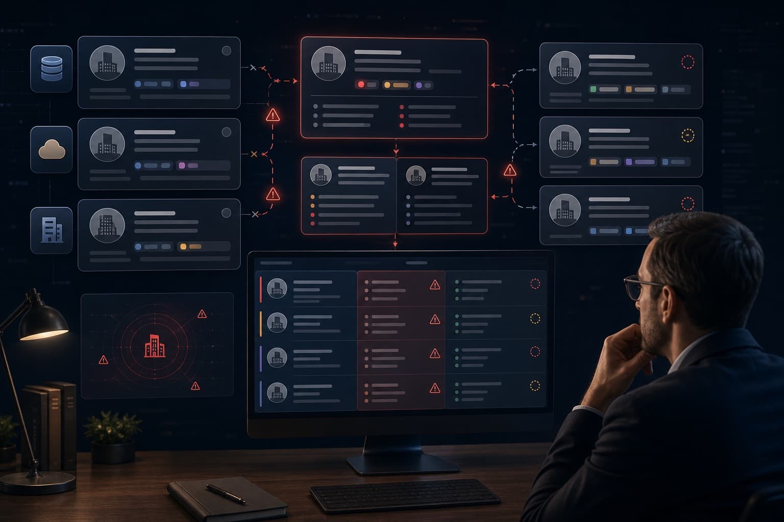 Analyst comparing duplicate and mismatched vendor records across disconnected systems